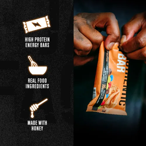 Vista 5 de Jacked Factory Authentic Bar - Barras de proteína de caramelo de mantequilla de maní, sabrosas barras energéticas de reemplazo de comidas