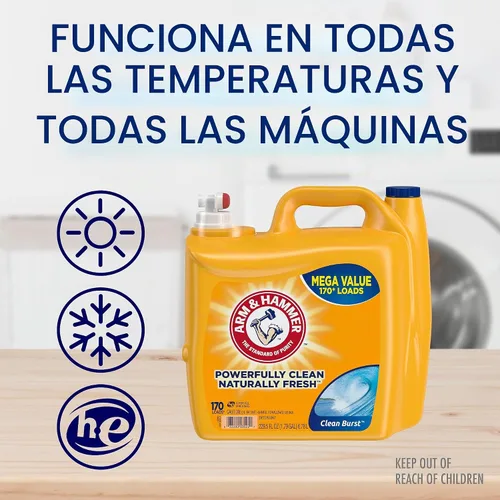 Vista 5 de ARM & HAMMER Detergente para ropa, detergente líquido Clean Burst, botella de 229.5 onzas líquidas