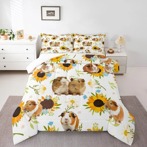 Vista 15 de Castle Fairy Juego de edredón con diseño de gato lindo para niños, tamaño twin, juego de ropa de cama con hojas de flores, luna, noche y cielo