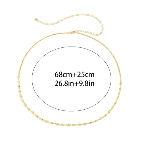 Vista 6 de Cadena de cintura con cuentas de verano, ajustable, estilo bohemio, bikini, cadena para el vientre, cadena para el vientre, accesorios