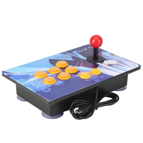 Vista 9 de Tnfeeon Controlador de juegos de PC, joystick de arcade, joystick de juego de arcade, controlador de juego USB, superficie oblicua para computadora