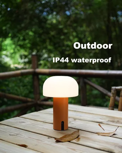 Vista 6 de Lámpara de mesa de hongos para exteriores, recargable, inalámbrica, impermeable, portátil, funciona con pilas, con carga USB, luz nocturna