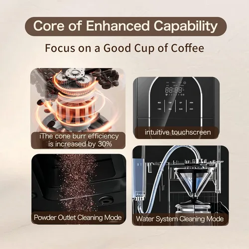 Vista 5 de Cafetera con molinillo programable para café caliente y frío con jarra de vidrio de 22 onzas, ajustable, totalmente automática, máquina de café
