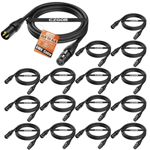 Vista 14 de Cable DMX de 6.5 pies, 8 unidades, cables XLR flexibles chapados