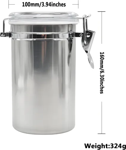 Vista 7 de 113 fl oz / 2400ml Stainless Steel Vacuum Seal Coffee Canister With Clear Lid,Measuring Spoons Set