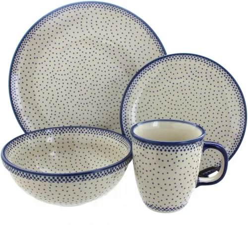 Vista 18 de Cerámica polaca Blue Rose – Juego de 4 piezas Blue Harmony – Servicio para 1-1 lugar – Ideal para cenas diarias, comidas informales o como vajilla