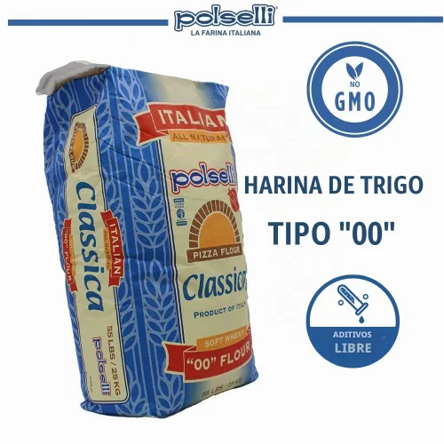 Vista 4 de POLSELLI Classica, Tipo 00 Double Zero Flour, Soft Wheat, 25 kg (55 lbs)