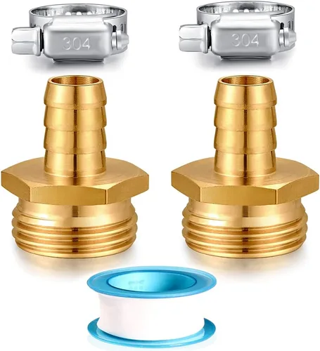 Vista 17 de Kit de reparación de manguera de jardín de latón sólido YELUN, conector con abrazaderas 1/2" púas x 3/4" hembra, apto para accesorios de manguera