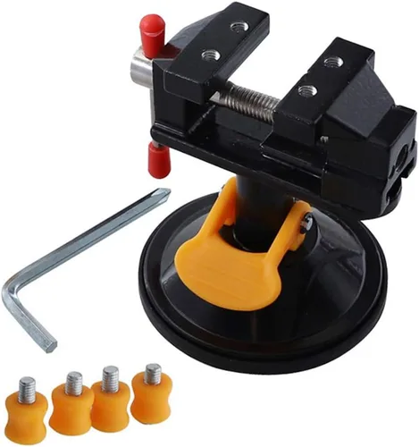 Vista 5 de Yakamoz Mini abrazadera universal de tornillo de succión de 360 grados, prensa de tornillo de banco de mesa con base de succión para bricolaje