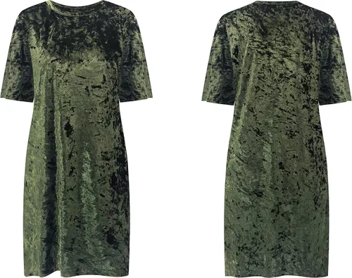 Vista 3 de R.Vivimos Vestidos cortos de verano de manga corta para mujer de terciopelo aplastado mini cortos