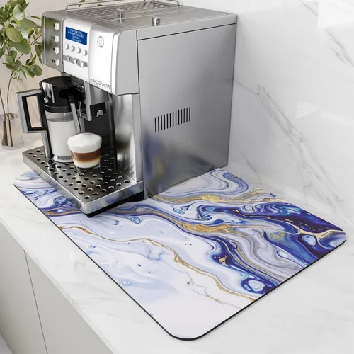Vista 11 de AMOAMI Tapete de café absorbente con parte trasera de goma para secar platos para encimera de cocina, accesorios de bar para debajo de la cafetera