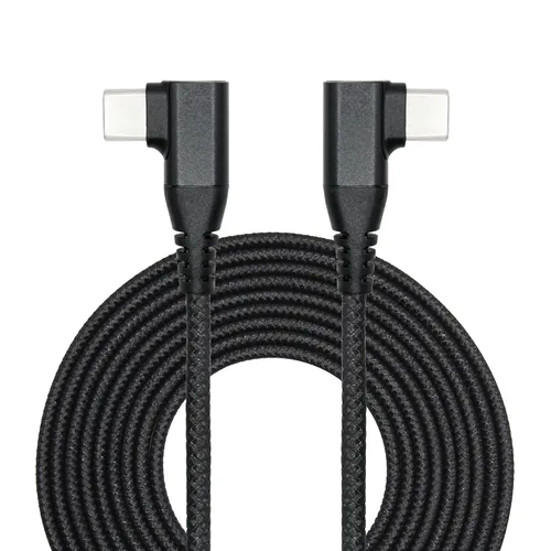 Vista 11 de Cable USB C a USB C en ángulo recto de 3.3 ft/3 pies, 90 grados, 60 W, PD tipo C, cable trenzado de nailon de carga rápida y transmisión de datos