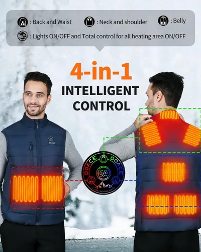 Vista 2 de DOACE Chaleco térmico para mujeres y hombres, chaleco eléctrico inteligente recargable, batería no incluida