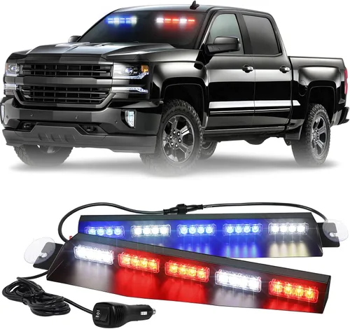 Vista 13 de XRIDONSEN - Luces estroboscópicas para visera de 34 pulgadas, 40 LED, color verde ámbar, luces de emergencia Warning Hazard Caution Safety Lights