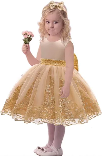 Vista 4 de Vestido Fkkfyy con flor, vestido para boda, para niña de 0-12 meses