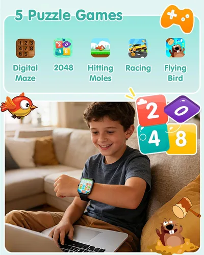 Vista 7 de Reloj inteligente para niños, reloj para niños sin necesidad de teléfono con monitor de frecuencia cardíaca y sueño, monitor de estrés y SpO2