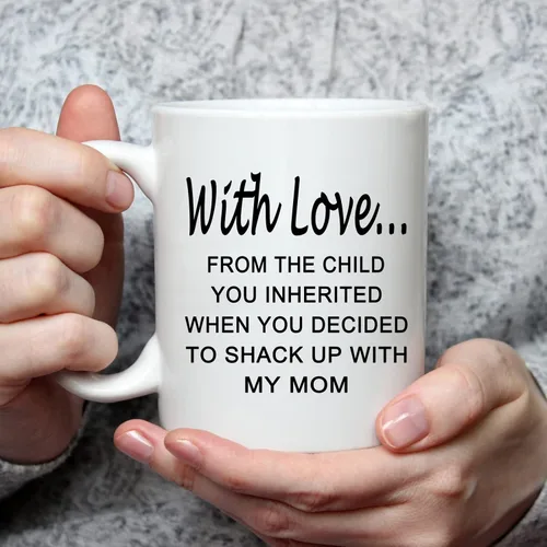 Vista 2 de WENSSY Regalos para padrastro, taza con amor del niño que heredaste, regalo de cumpleaños para el día del padre para padrastro de hijastra hijastro