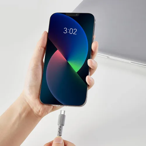 Vista 7 de Hichain Cable de carga USB C gris de 4 pies, cable de carga rápida tipo C de 100 W