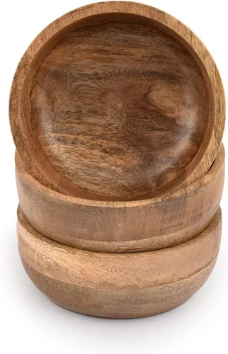 Vista 2 de Samhita Cuenco redondo de madera de mango perfecto para nueces, dulces, aperitivos, aceitunas y salsa. Se ve absolutamente hermoso con tu