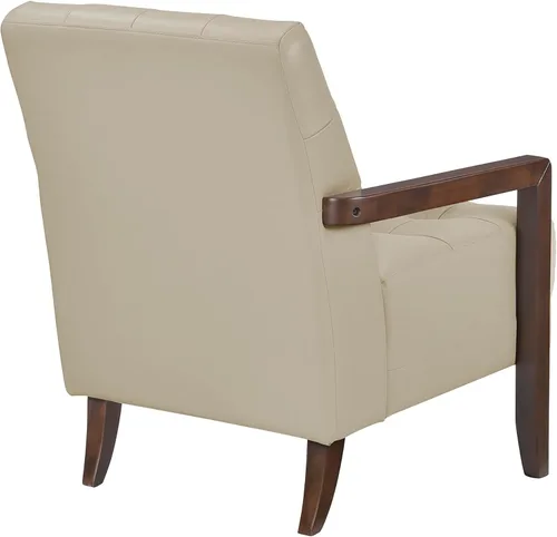Vista 8 de Lexicon - Silla decorativa moderna, de lujo, de piel genuina, para sala de estar, con cojines capitonados, sillón con estructura de madera maciza