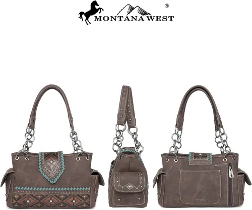 Vista 3 de Montana West Bolso de mano occidental para mujer, bolso de hombro oculto con cartera