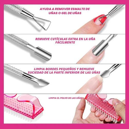 Vista 4 de Kit de herramientas de removedor de esmalte de uñas en gel FANDAMEI con pinzas para uñas, botella de removedor de esmalte de uñas de 100ml, 500
