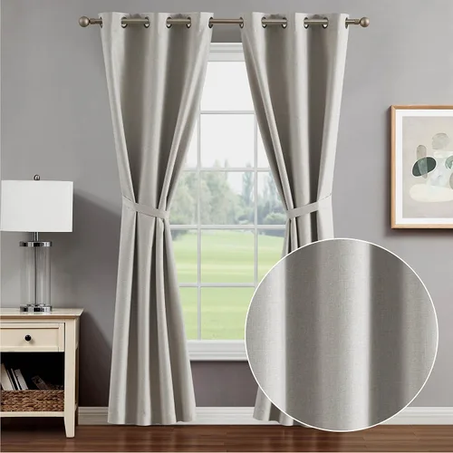 Vista 13 de Creative Home Ideas Cortinas opacas – Paneles de cortina para oscurecer la habitación con alzapaños, cortinas legrae con ojales para ventana Azul
