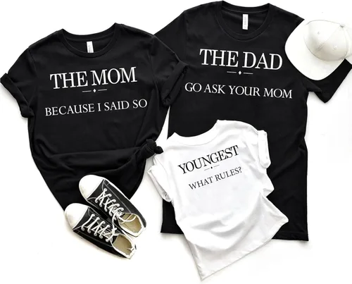 Vista 5 de Camisa a juego con texto en inglés Ask Your Mom, la más joven, media y más vieja, trajes familiares a juego, camiseta familiar de campamento