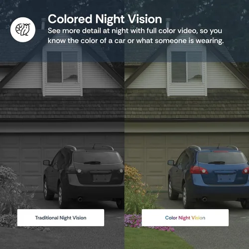 Vista 13 de Luna - Cámaras de seguridad inalámbricas para exteriores e interiores, inclinación panorámica de 360°, visión nocturna a color, bombilla LED y foco