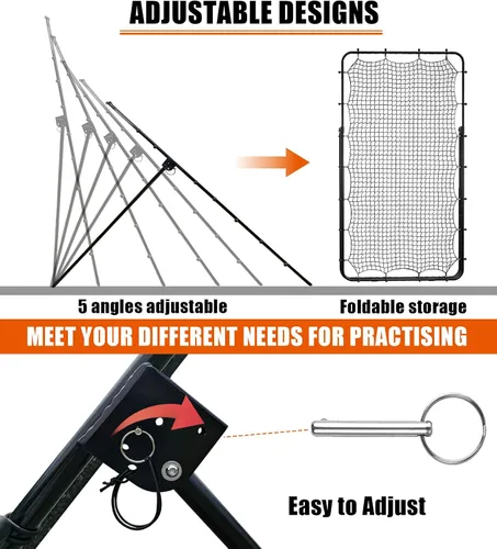 Vista 8 de 4x7ft Adjustable Volleyball Rebounder with Volleyball and Bag for Practice Complete Set 5 Adjustable Angles Large Practice Area Multi