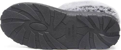 Vista 5 de Jessica Simpson - Pantuflas para mujeres y niñas tipo botín de microgamuza con piel sintética y suela para interiores y exteriores, pantuflas