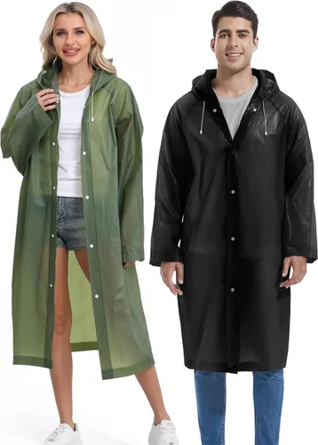 Vista 158 de 2 abrigos de lluvia de Borogo para adultos, chaquetas de lluvia reutilizables para hombres y mujeres
