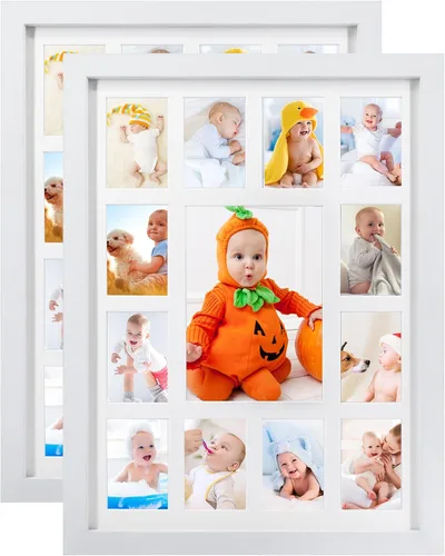 Vista 11 de GMFrames Marcos de fotos para los primeros años del bebé, marco de fotos de 12 meses, marco de fotos de 12 * 16 para (1) 5x7 y (12) fotos
