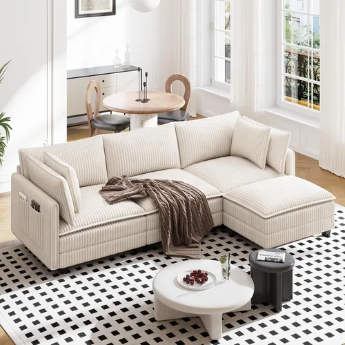 Vista 9 de Vesgantti 74" Cloud Couch for Living Room, 2 Seaters Deep Seat Sectional Modular Sofa, Double Cushion Corduroy Small Sofas Living Room Couches for