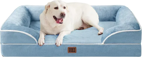Vista 106 de EHEYCIGA – Cama ortopédica impermeable para perros pequeños, de espuma viscoelástica tipo caja de huevos, con bordes elevados y base antideslizante