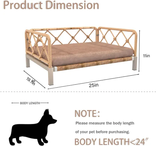 Vista 4 de Camas elevadas impermeables para perros con soporte de espuma para huevos, cama para mascotas, sofá cama para perros al aire libre, sofá cama Marrón