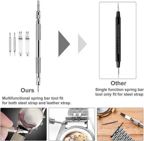 Vista 5 de Anezus - Kit de reparación de reloj, kit de herramientas de reloj de 187 piezas con herramientas de extracción de pasadores de eslabones de reloj