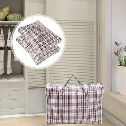 Vista 7 de Alipis 2 piezas XL bolsa de almacenamiento de edredón grande bolsa de mano para ropa de cama impermeable edredón cremallera mudanza para el hogar