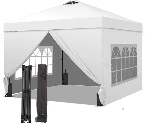 Vista 12 de GDY Tienda de campaña desplegable para exteriores de 8 x 8 pies con una configuración de empuje, kiosco de fácil instalación con 4 paredes laterales