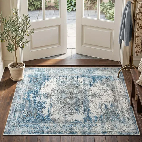 Vista 15 de jinchan Alfombra floral primaveral de 2 x 3 pies para entrada, alfombra desgastada lavable, de pelo corto, suave, pequeña, antideslizante, tapete