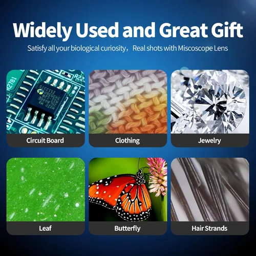 Vista 6 de Mini microscopio de teléfono con lente CPL/6 cuentas de luz LED, microscopio de bolsillo 200X con teléfono universal, accesorio de lente compatible
