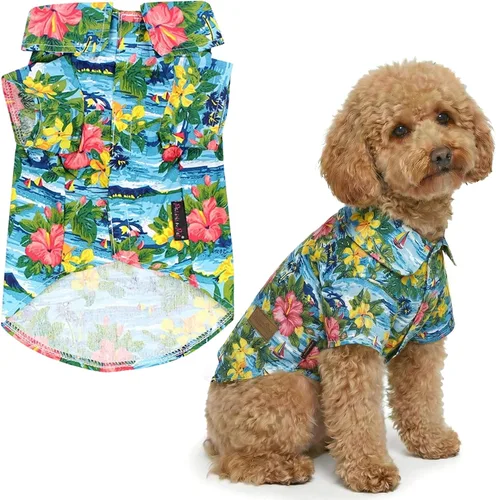 Vista 8 de Parisian Pet Camisa para perro de Amazonia - Ropa de algodón para perros pequeños - Elegante traje tropical para perros - Ropa ligera y suave