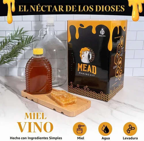Vista 3 de Kit de fabricación de miel con levadura y accesorios de preparación casera, reutilizable, proceso de preparación paso a paso, 1 galón, fabricado