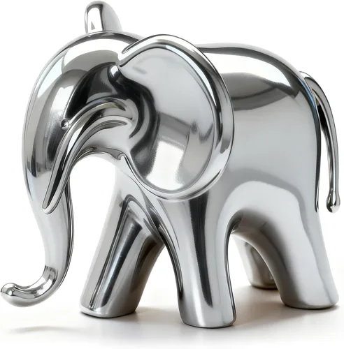 Vista 11 de Figura de elefante, estatua de elefante de cerámica con acabado de espejo metálico, decoración moderna de estante y mesa, regalo de inauguración
