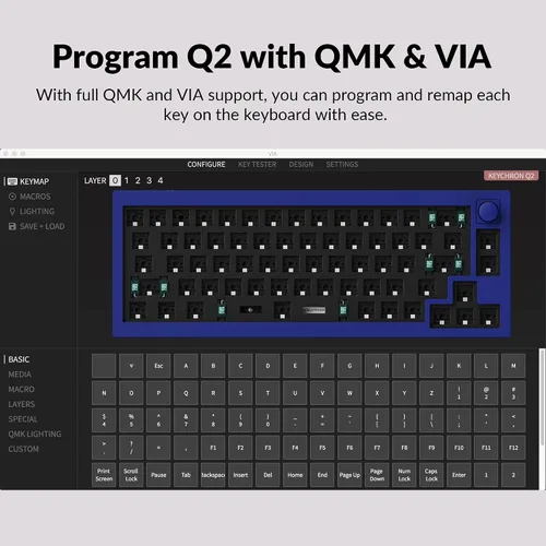 Vista 3 de Keychron Q2 Teclado mecánico personalizado con cable versión de perilla Barebone Macro programable QMKVIA compatible con Mac Windows Linux diseño