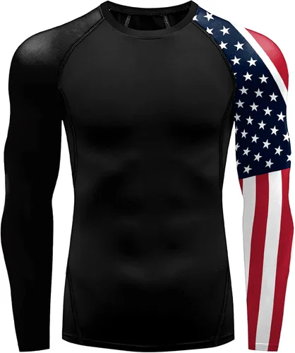 Vista 2 de color cosplayer Camiseta de compresión de manga larga para hombre, protección solar UPF 50+