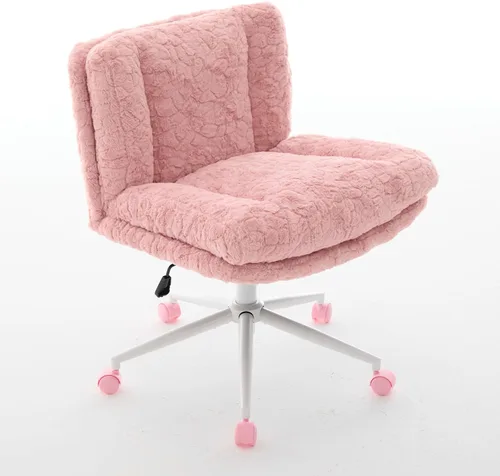 Vista 15 de Silla de tocador de piel sintética rosa bebé, silla de escritorio