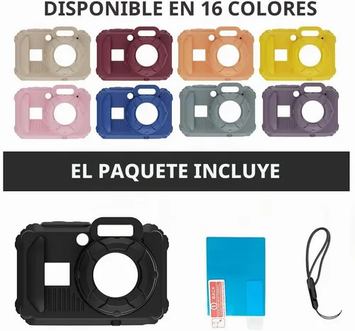 Vista 9 de Funda protectora de silicona para cámaras digitales Kodak Pixpro wpz2, con protector de pantalla y cordón, para accesorios Kodak Pixpro wpz2 - Negro