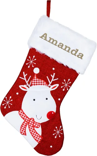 Vista 9 de Medias de Navidad personalizadas con nombre, 7 diseños, 6 fuentes, medias familiares personalizadas para Navidad, vacaciones y familia para Gnomo