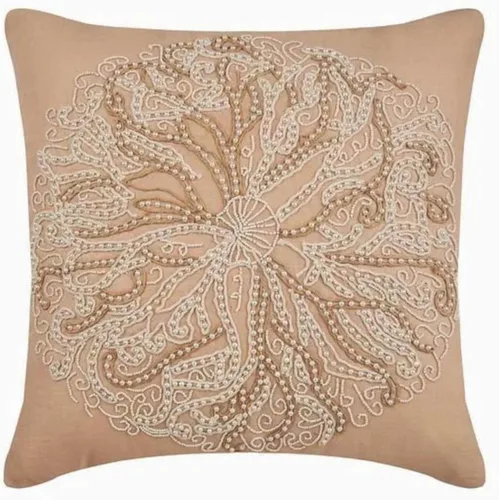Vista 30 de HomeCentric Funda de almohada geométrica beige, 12 x 12 pulgadas, cuadrado de lino y algodón, círculos contemporáneos de Pascua, círculo de la vida